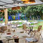 Joy Jozi's gorgeous patio overlooks the kids play area